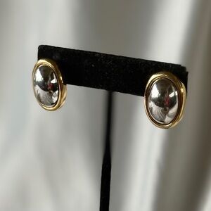 Monet Mixed Metal Gold & Silver Oval Earrings Post Pierced Earrings